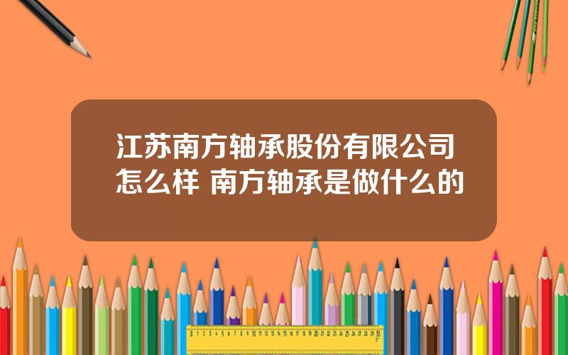 江苏南方轴承股份有限公司怎么样 南方轴承是做什么的